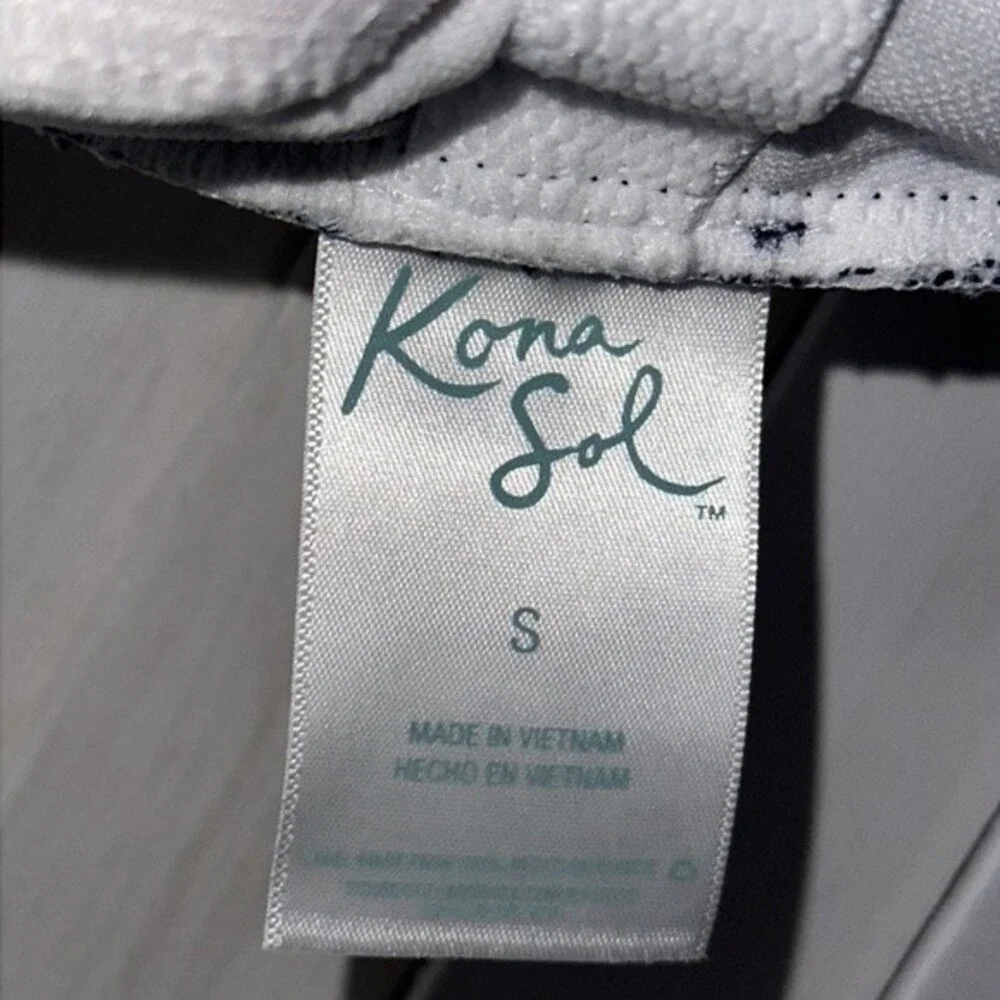Kona Sol One Piece Shirred Navy Blue Stripe Swimsuit Small NWOT
